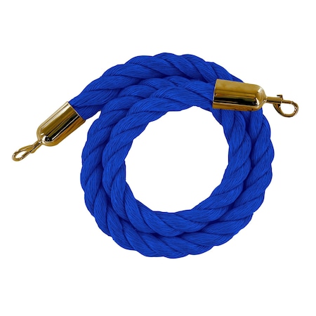 Montour Line Twisted Polyprop.Rope Blue With Satin Brass Snap Ends 6ft.Cotton Core PPR150-60-BL-SE-SB